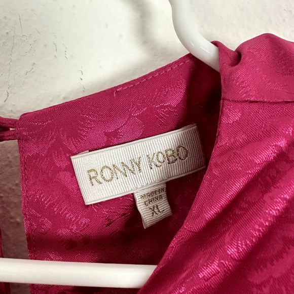 NWT Ronny Kobo Kyle Hot Pink Asymmetric Cutout Ruched Mini Dress - Picture 5 of 6